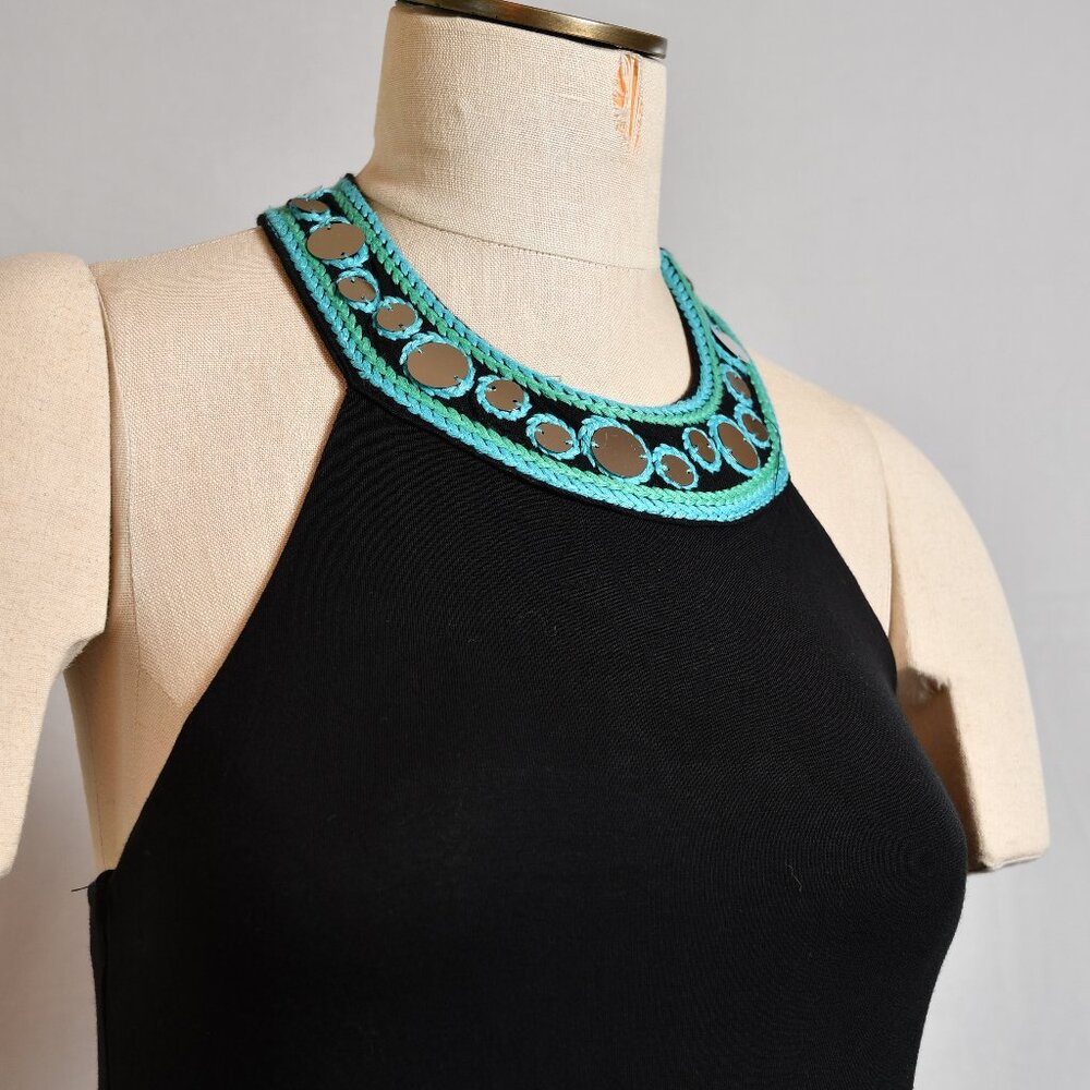 INC Interna- Tribal Deep Black Dress Mirrored Sequin Embellishment- NWT - Size M - Picture 2 of 8